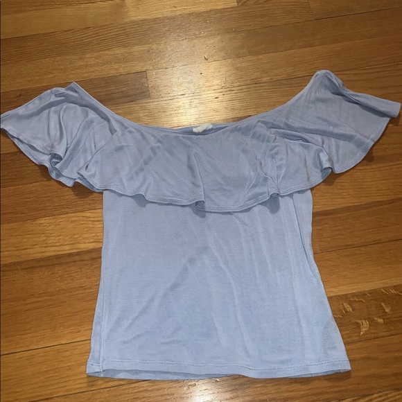 GARAGE | Blue Off The Shoulder Top. - Picture 1 of 3